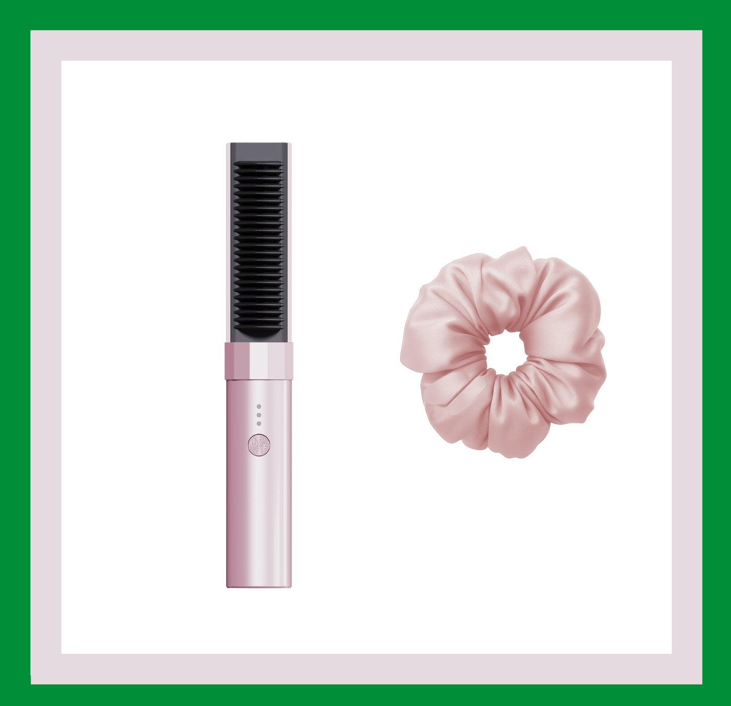 SATU HAIR MINI 直髮梳&SATU Strawberry Puff 100%真丝发圈 草莓粉