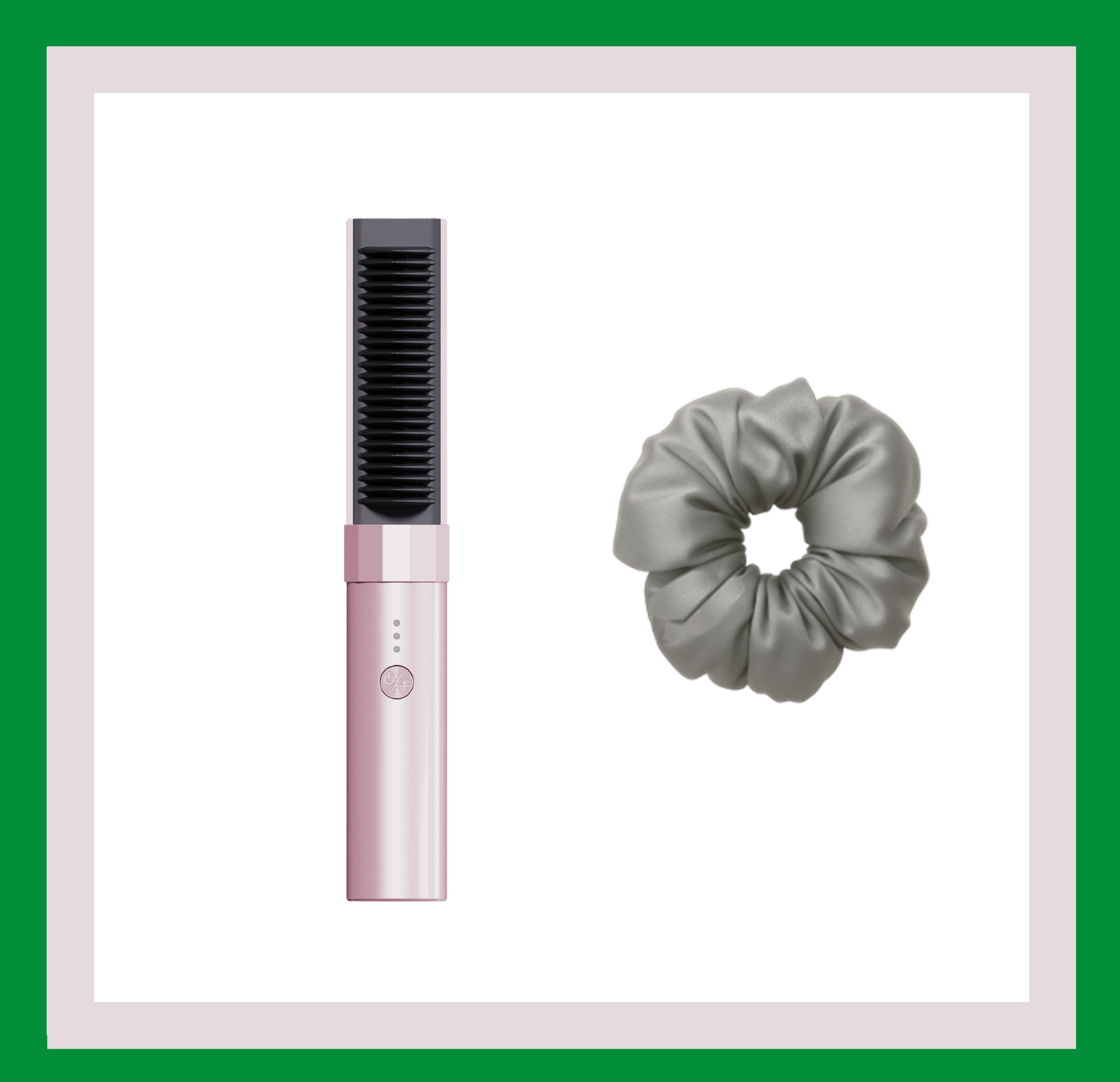 SATU HAIR MINI 直髮梳&SATU Strawberry Puff 100%真丝发圈 芝麻灰