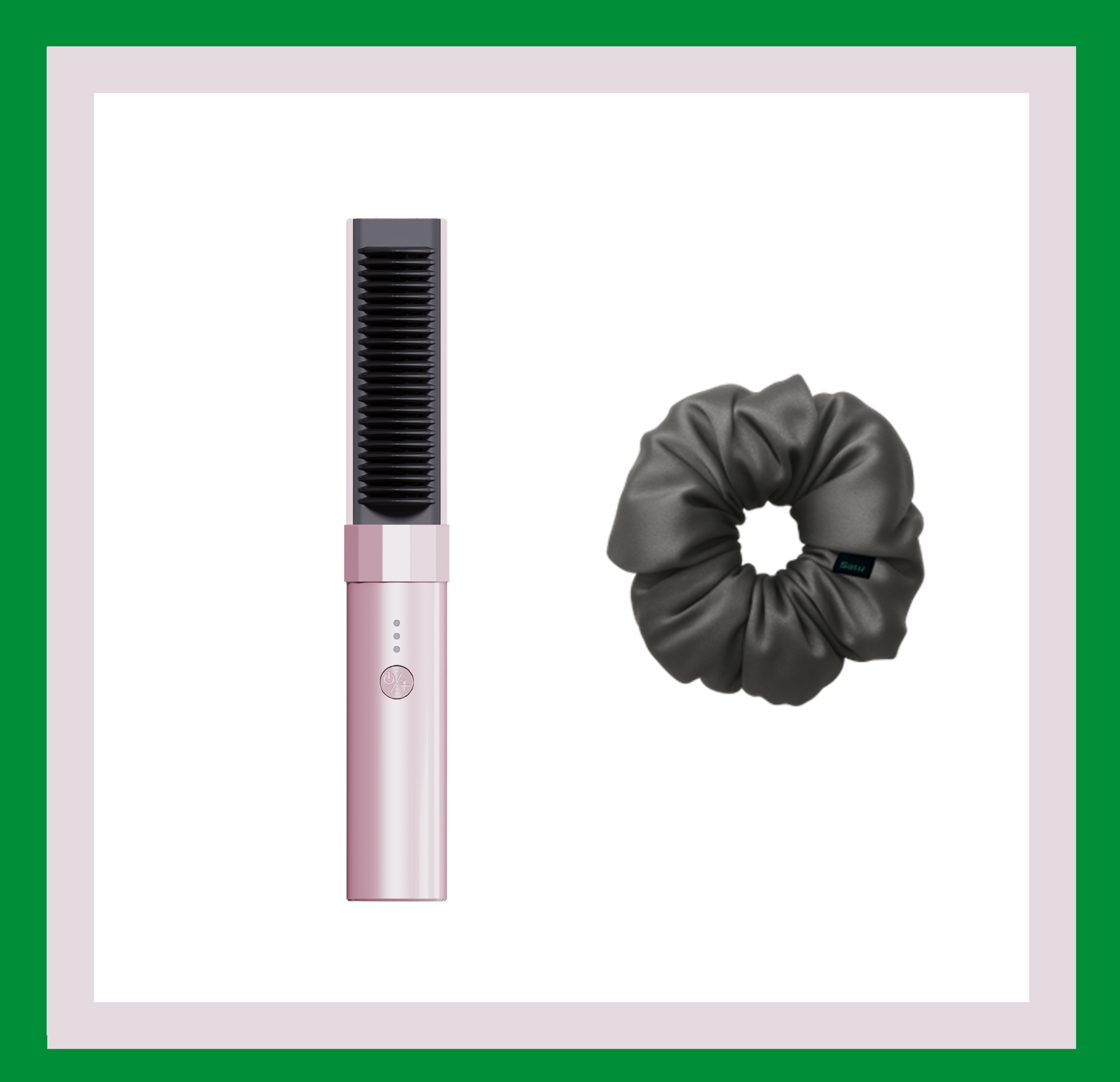 SATU HAIR MINI 直髮梳&SATU Classic 100% 真丝发圈 柔雾灰