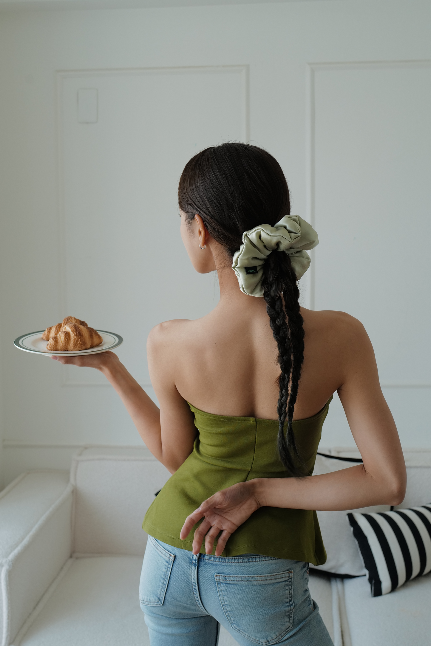 SATU Classic 100% 真丝发圈 墨绿