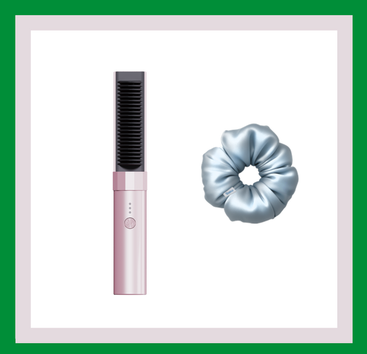 SATU HAIR MINI 直髮梳&SATU Cinderella 100% 真丝发圈 宝宝蓝